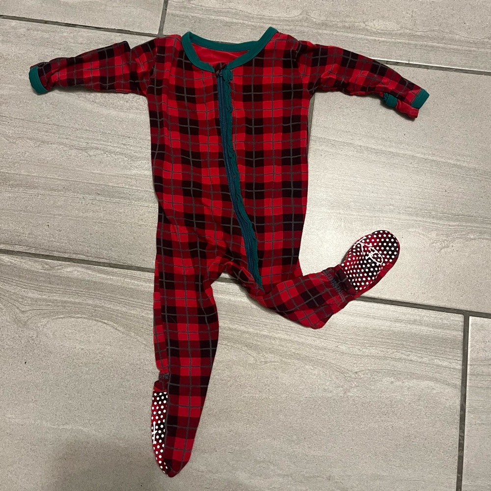 Kickee Ruffle Plaid Footie